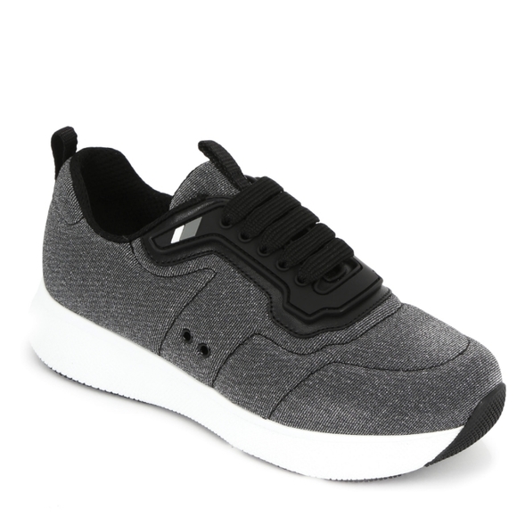 Prada Argento Lurex Metallic Quilted Platform Sneakers Size 40.5 EUC - Picture 1 of 17